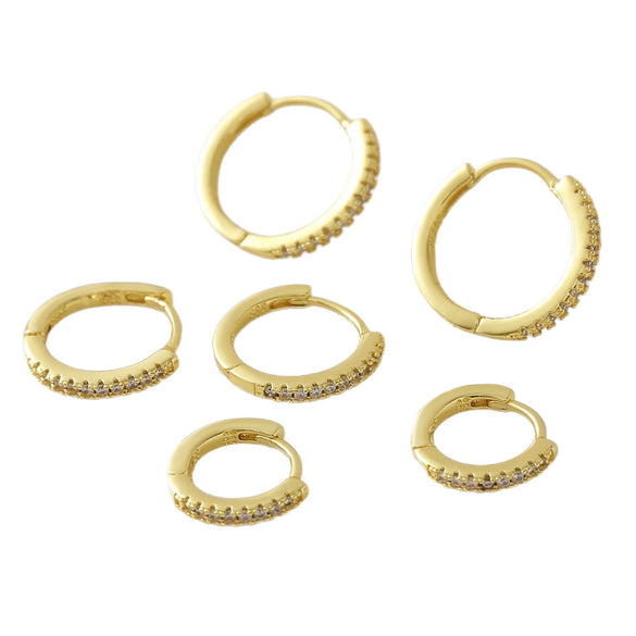Wholesale Geometric Copper Goldplated Zircon Inlaid Hoop Earrings Unisex
