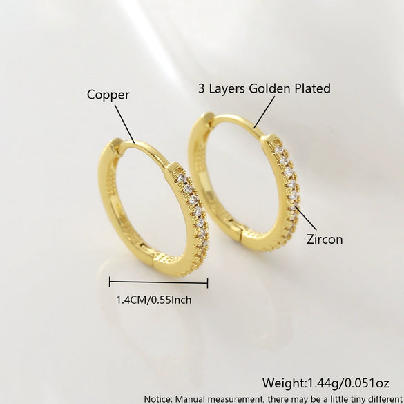Wholesale Geometric Copper Goldplated Zircon Inlaid Hoop Earrings Unisex