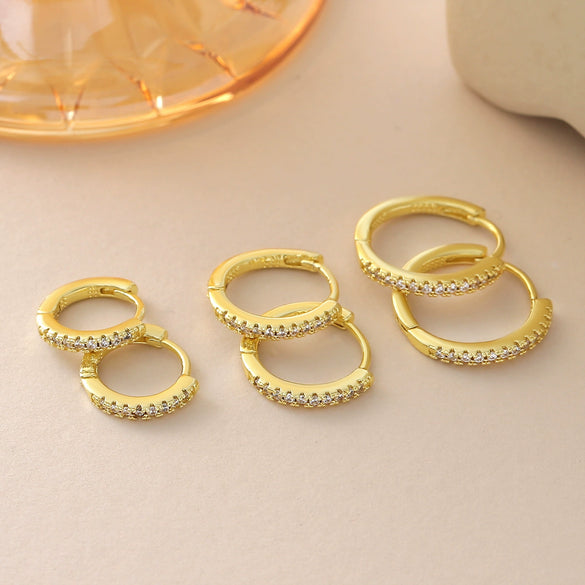 Wholesale Geometric Copper Goldplated Zircon Inlaid Hoop Earrings Unisex