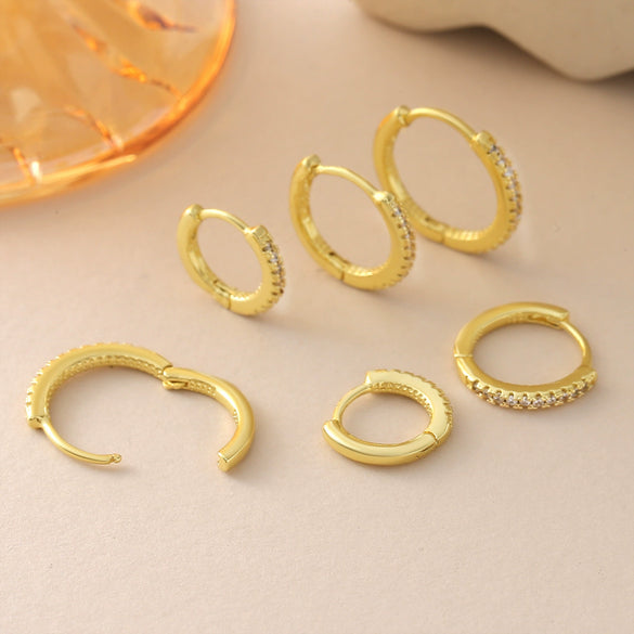 Wholesale Geometric Copper Goldplated Zircon Inlaid Hoop Earrings Unisex