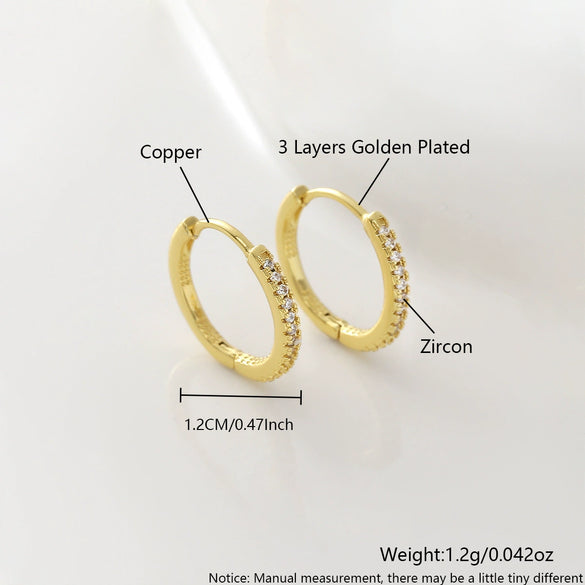Wholesale Geometric Copper Goldplated Zircon Inlaid Hoop Earrings Unisex
