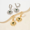 Wholesale Geometric Copper Inlaid Zirconium Heart Sun Smiley Flower Unisex Earrings