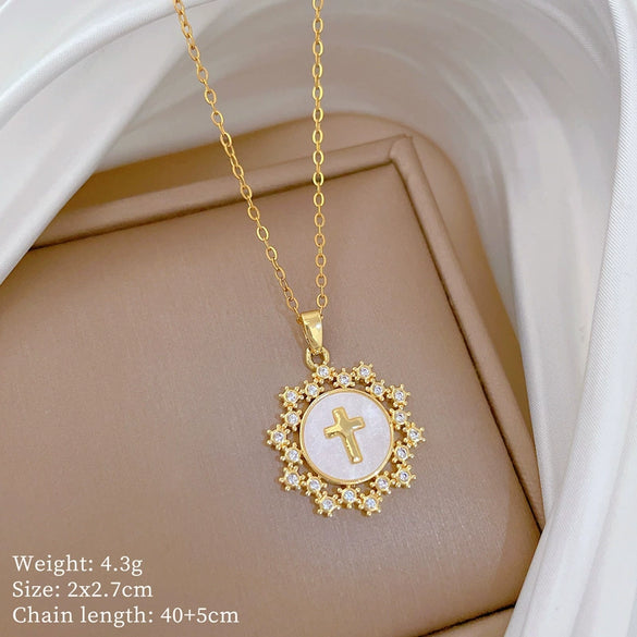 Wholesale Geometric Copper Pendant Stainless Steel Diamond Necklace For Women And Men