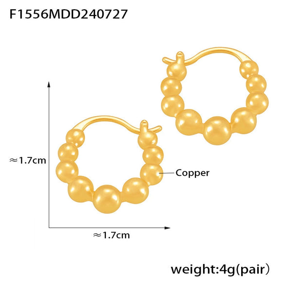 Wholesale Geometric Copper Plated Gold Stitching Small Ball Earrings For Women