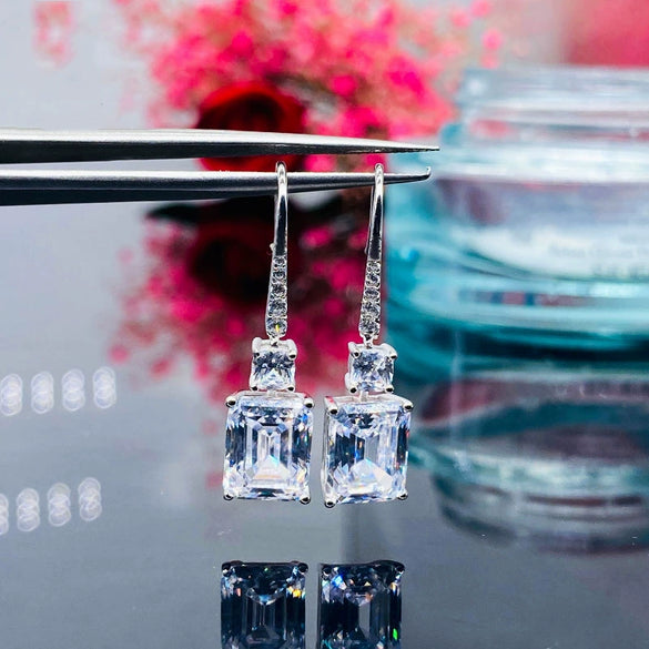 Wholesale Geometric Copper Square Diamond Pagoda Earrings For Women