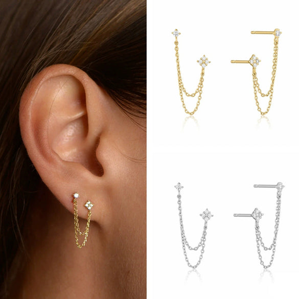 Wholesale Geometric Copper Wind Tassel Diamond Earrings For Women