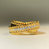 Wholesale Geometric Copper Zircon Beaded Ring With Electroplating Unisex Fashion Style