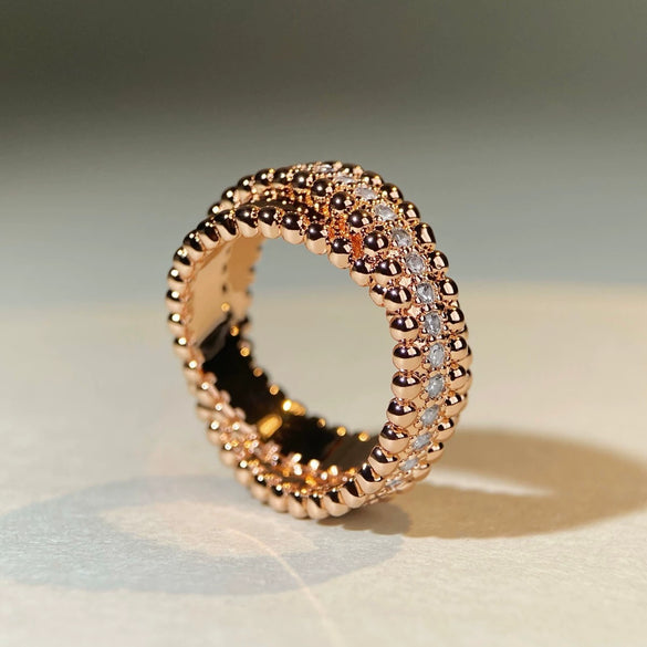 Wholesale Geometric Copper Zircon Beaded Ring With Electroplating Unisex Fashion Style