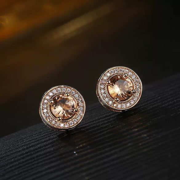 Wholesale Geometric Copper Zircon Earrings For Men And Women With Flower Pattern Simple Style