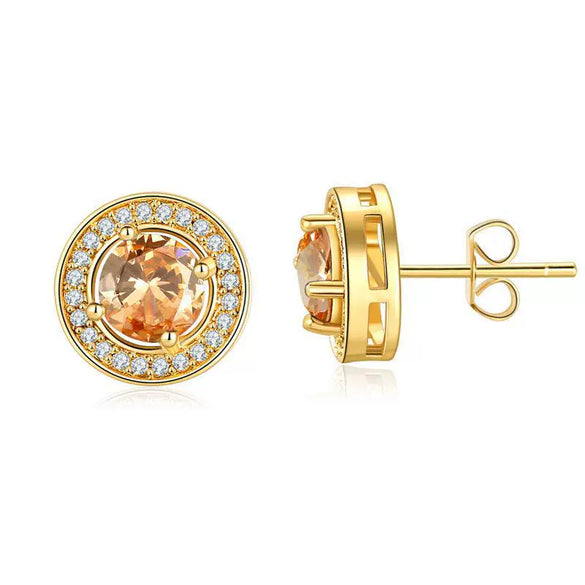 Wholesale Geometric Copper Zircon Earrings For Men And Women With Flower Pattern Simple Style