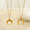 Wholesale Geometric Crescent Moon Horn Pendant Stainless Steel 18K Gold Plated Oshaped Chain Necklace For Women