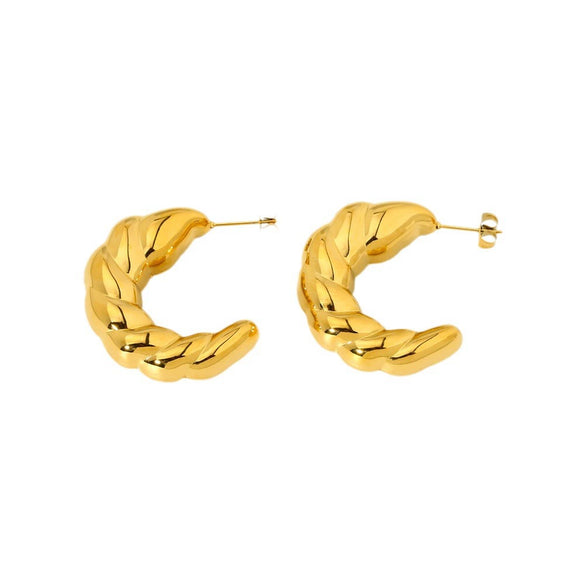 Wholesale Geometric Croissantshaped Stainless Steel 18K Gold Plated Earrings For Women