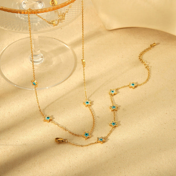 Wholesale Geometric Cross Chain Stainless Steel And Titanium Steel 18K Gold Plated Jewelry Set For Women