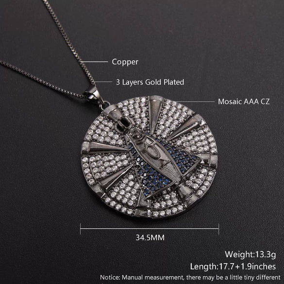Wholesale Geometric Cross Crown Pendant Necklace Copper Electroplated Unisex