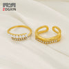 Wholesale Geometric Cross Imitation Pearl Ring Electroplated For Women