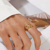Wholesale Geometric Cross Stainless Steel Ring For Women Electroplated 18K Gold