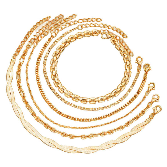 Wholesale Geometric Cross Twist Snake Chain Bracelet Set Alloy Electroplated For Women