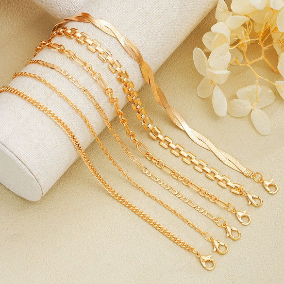 Wholesale Geometric Cross Twist Snake Chain Bracelet Set Alloy Electroplated For Women