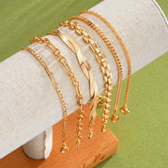 Wholesale Geometric Cross Twist Snake Chain Bracelet Set Alloy Electroplated For Women
