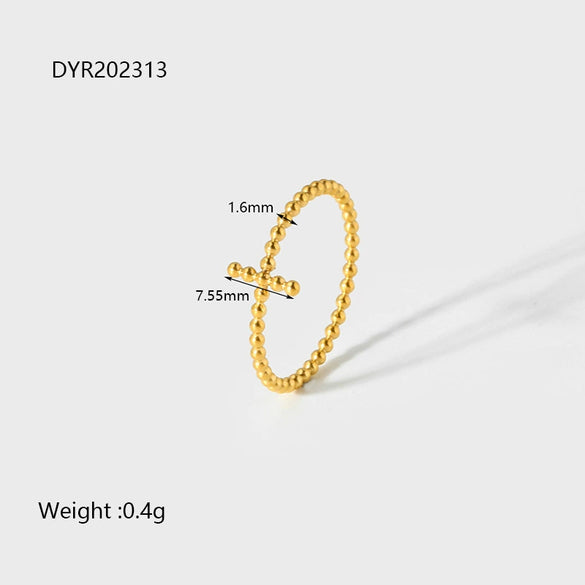 Wholesale Geometric Crossshaped Stainless Steel Electroplated Ring For Women