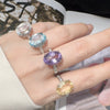 Wholesale Geometric Crystal And Amethyst S925 Sterling Silver 18K Gold Inlaid Light Luxury Unisex Ring
