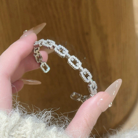 Wholesale Geometric Cshaped Adjustable Bracelets With Zircon Inlay Copper Light Luxury Style Jewelry Accessories