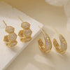 Wholesale Geometric Cshaped Copper 18K Gold Plated Zircon Women's Earrings