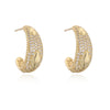 Wholesale Geometric Cshaped Copper 18K Gold Plated Zircon Women's Earrings