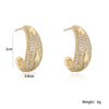 Wholesale Geometric Cshaped Copper 18K Gold Plated Zircon Women's Earrings