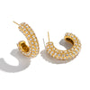 Wholesale Geometric Cshaped Diamond Earrings Set With 18K Real Gold Plated Stainless Steel For Women Luxury Jewelry