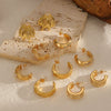 Wholesale Geometric Cshaped Diamondencrusted Stainless Steel Earrings For Women With Pvd Furnace Vacuum Real Gold Plating