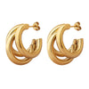 Wholesale Geometric Cshaped Hollow Round Tube Goldplated Titanium Steel Earrings With Niche Design