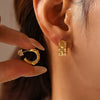 Wholesale Geometric Cshaped Stainless Steel Earrings 18K Gold Plated