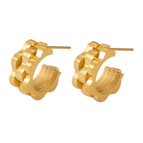 Wholesale Geometric Cshaped Stainless Steel Earrings 18K Gold Plated