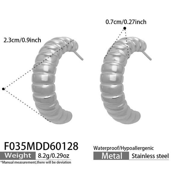 Wholesale Geometric Cshaped Stainless Steel Electroplated Hoop Earrings For Women