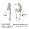 Wholesale Geometric Cshaped Tassel Earrings Stainless Steel 18K Gold Plated For Women