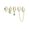 Wholesale Geometric Cuff Chain Zircon Set Earrings In Copper