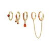Wholesale Geometric Cuff Chain Zircon Set Earrings In Copper