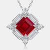 Wholesale Geometric Cultured Ruby Pendant Necklace For Women S925 Silver Inlaid With Diamonds