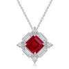 Wholesale Geometric Cultured Ruby Pendant Necklace For Women S925 Silver Inlaid With Diamonds