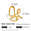 Wholesale Geometric Cut Out Asymmetric Ring In Stainless Steel With Geometric Lines And 18K Gold Plated For Women