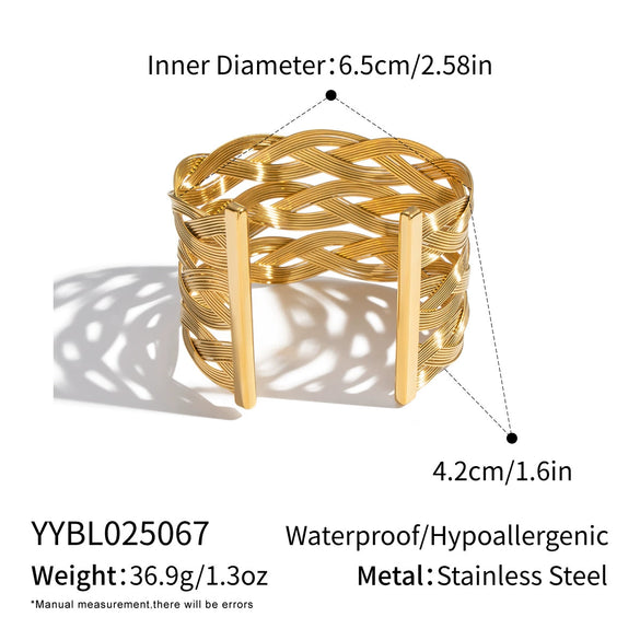 Wholesale Geometric Cut Out Cross Mesh Design Electroplated Stainless Steel Bracelet Jewelry For Women