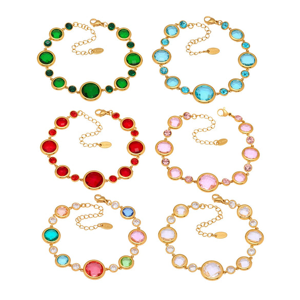Wholesale Geometric Czech Glass And 316L Stainless Steel Bracelet With Electroplating For Women Light Luxury Jewelry