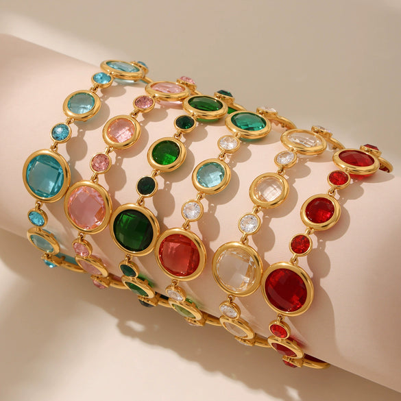 Wholesale Geometric Czech Glass And 316L Stainless Steel Bracelet With Electroplating For Women Light Luxury Jewelry