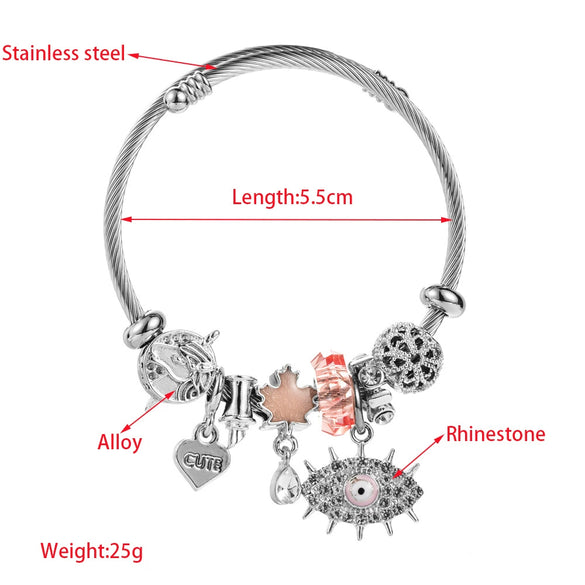 Wholesale Geometric Devil's Eye Beaded Bracelet For Women Fashion Stainless Steel Electroplated