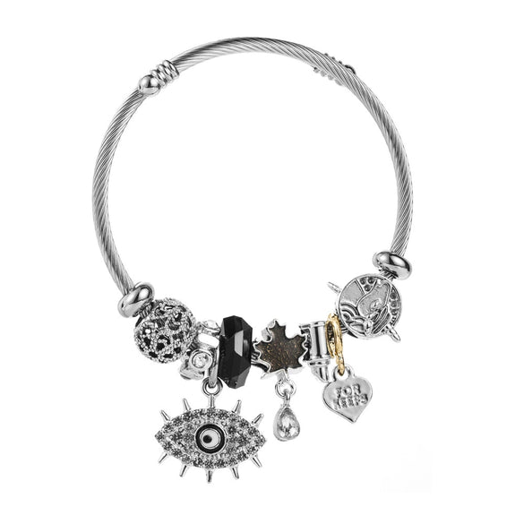 Wholesale Geometric Devil's Eye Beaded Bracelet For Women Fashion Stainless Steel Electroplated