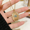 Wholesale Geometric Devil's Eye Pendant Necklace For Women Titanium Steel Oshaped Chain Inlaid With Zircon