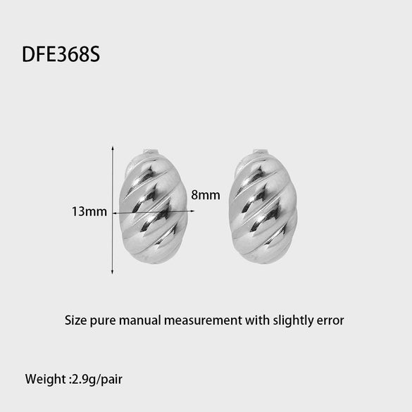 Wholesale Geometric Diagonal Texture Gold Plated Stainless Steel Earrings For Women