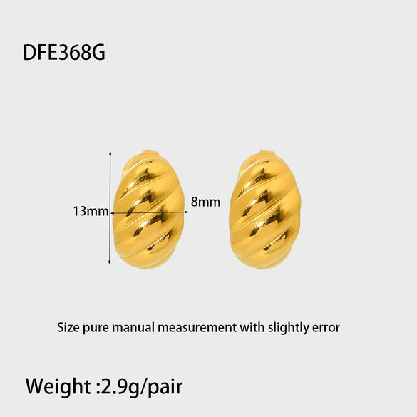Wholesale Geometric Diagonal Texture Gold Plated Stainless Steel Earrings For Women