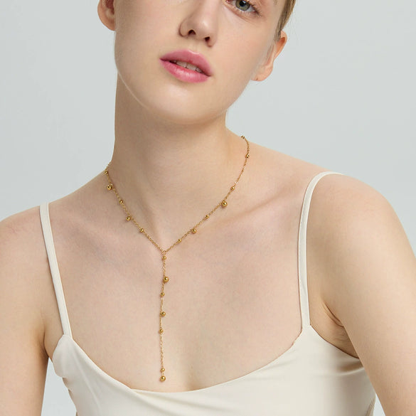 Wholesale Geometric Diamond Design Stainless Steel Long Tassel Pendant Necklace For Women